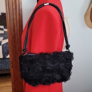 Elegant Black Floral Handbag